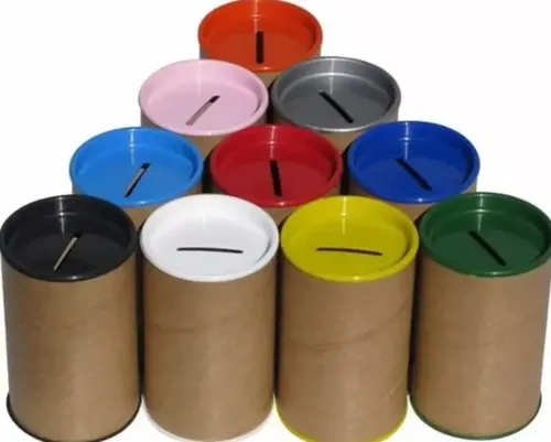 Cofrinho de Papelão Personalizável Tampa Colorida - 100 Peças